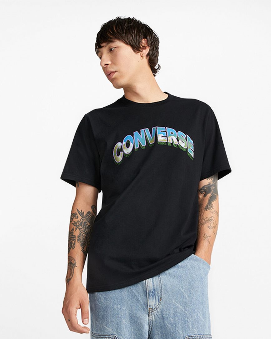 T-Shirts Converse Cloud Fill Logo Panske Čierne | SK GZMOC7